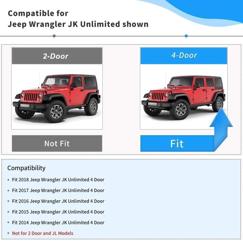 OEDRO Floor Mats Fit for 2014-2018 Jeep Wrangler JK Unlimited JKU 4 Door (Not for 2 Door and JL Models), Black TPE All Weather Car Mats 1st & 2nd Row Floor Liners - Image 2